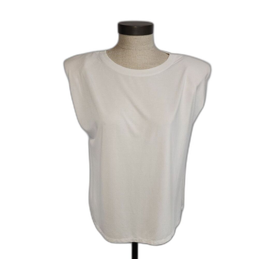 Laundry by Shelli Segal White Sleeveless Shoulder Pad T-Shirt Size M